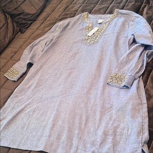 Chico's Light Blue Tunic with Gold Accents